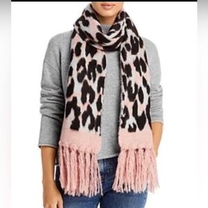 Aqua Pink Leopard Knit Scarf